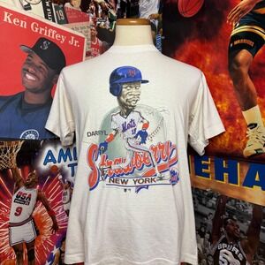 Vintage 1988 Darryl Strawberry New York Mets MLB T Shirt Baseball Tee Sz Large